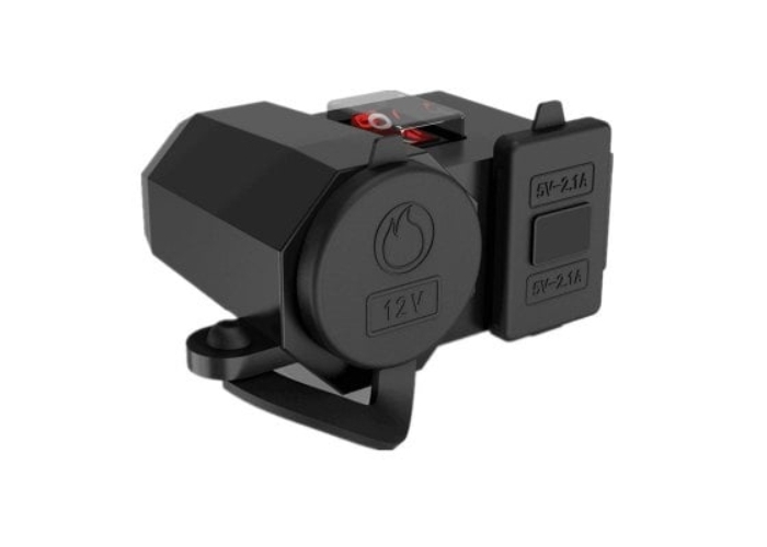 Αδιάβροχος Φορτιστής με 2x USB, Αναπτήρα 12V & Βολτόμετρο Μηχανής/Μοτοσυκλέτας